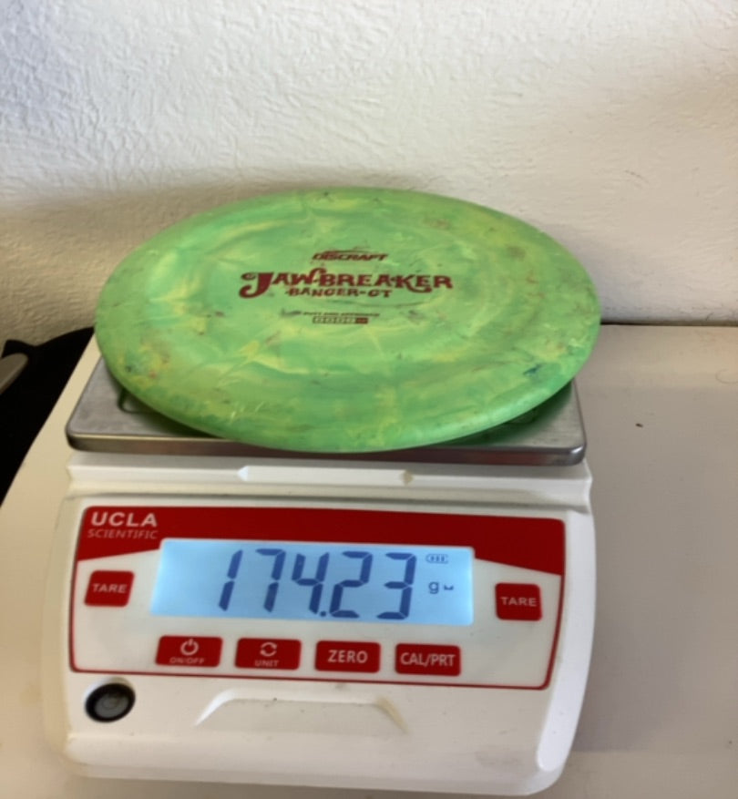 Discraft-Jawbreaker-Banger GT-Green/Yellow - Red-174.23g PRE-OWNED